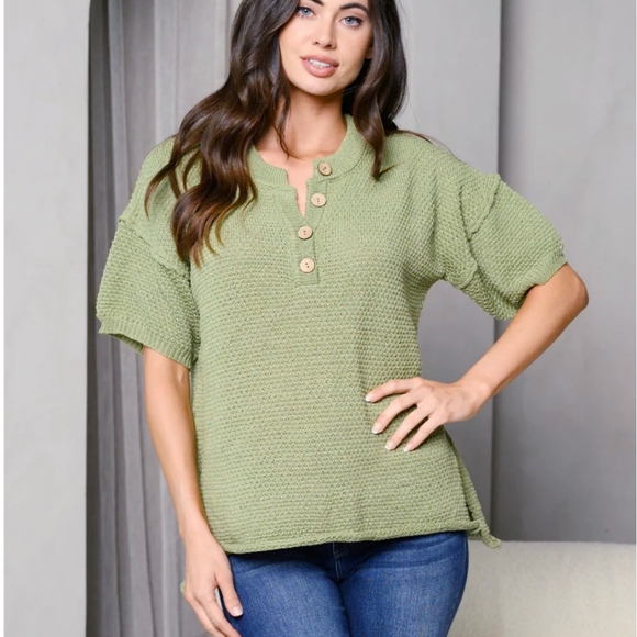 VERY J Olive Green Chic 2-Piece Knitted Sweater Top And Pants Set - Picture 2 of 7